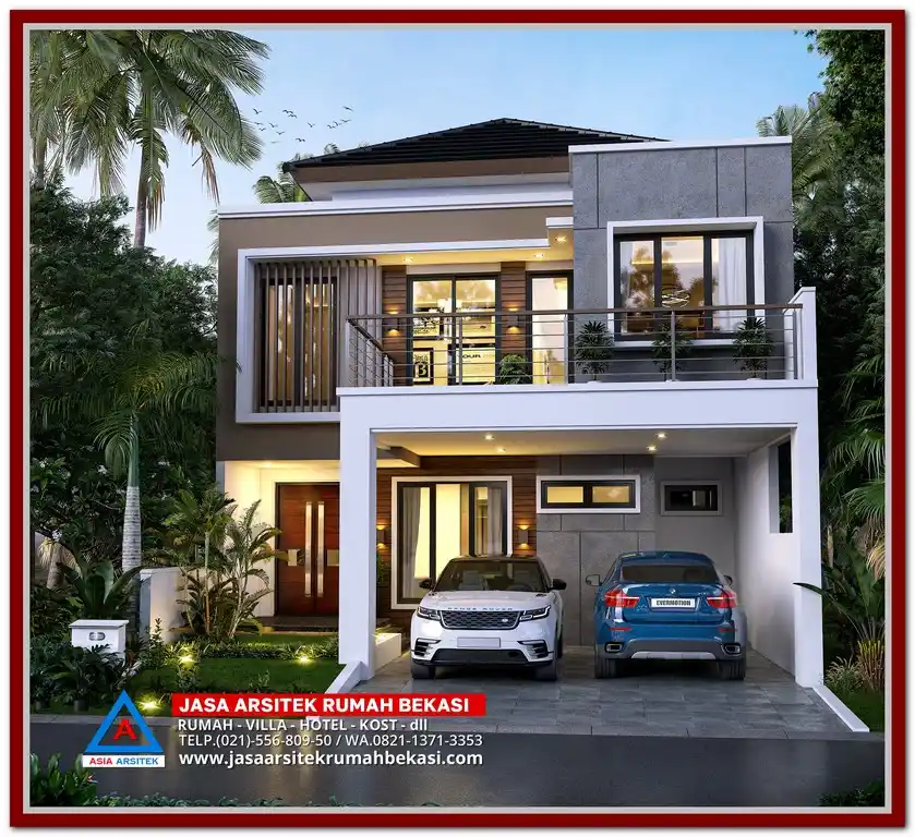 3. Inspirasi Rumah Minimalis Modern 2 Lantai Terbaru – Desain rumah dua lantai simpel dan elegan, cocok untuk keluarga modern dengan gaya hidup praktis dan estetika minimalis.