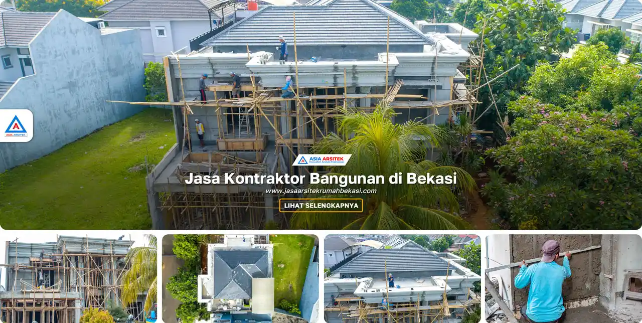 Jasa Kontraktor Bangunan di Bekasi Utara – Proyek pembangunan rumah modern oleh kontraktor berpengalaman dengan hasil presisi dan desain elegan di wilayah Bekasi Utara.