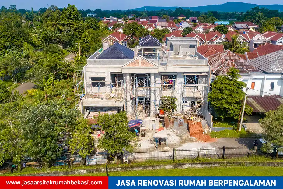 Jasa Renovasi Rumah Berpengalaman 10 Tahun di Bekasi dan Sekitarnya – Proyek renovasi rumah dua lantai bergaya modern di Bekasi oleh kontraktor terpercaya dan berpengalaman.