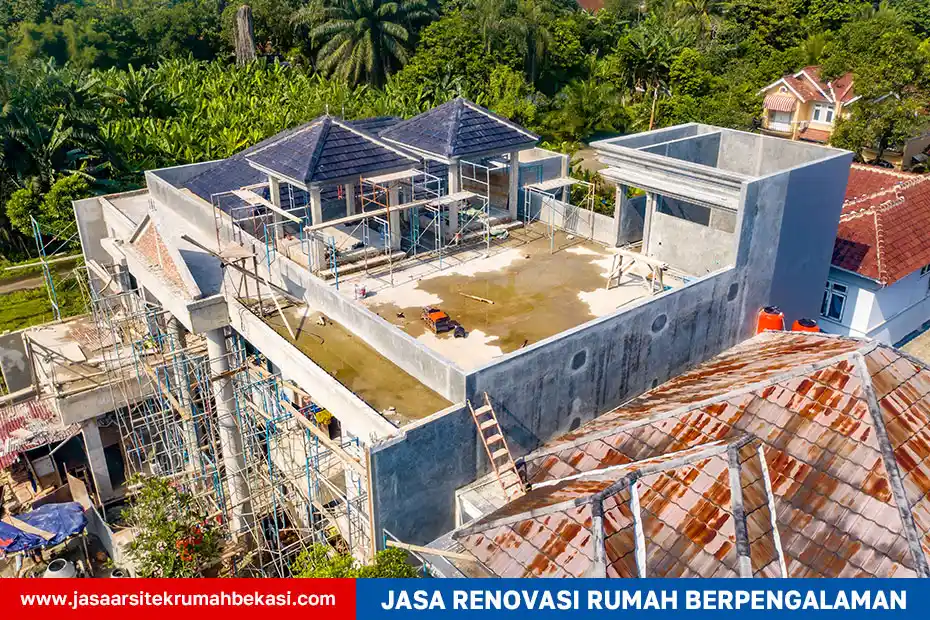 Jasa Renovasi Rumah Berpengalaman 10 Tahun di Bekasi dan Sekitarnya – Proyek renovasi rumah dua lantai bergaya modern di Bekasi oleh kontraktor terpercaya dan berpengalaman.