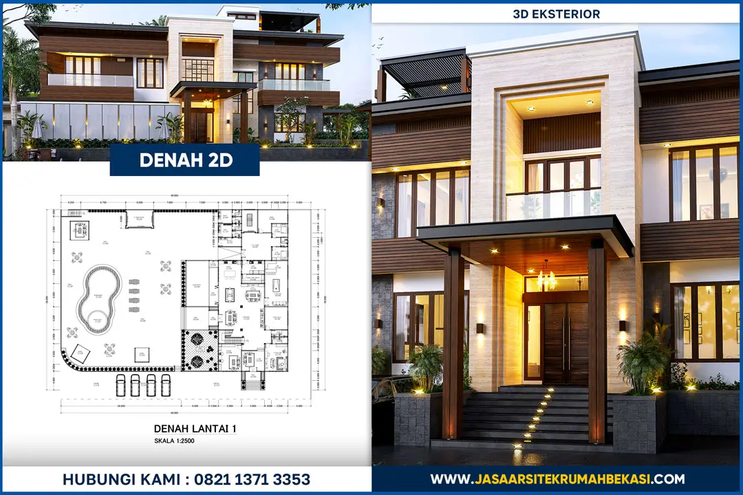 Jasa desain arsitek mewah Bekasi murah dan terjangkau dengan hasil desain rumah elegan bergaya modern dan klasik